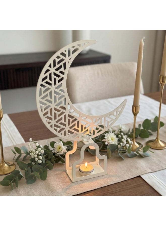 Mado Gallery  Crescent Moon Metal Islamic Decor – Ivory Elegant Ramadan & Eid Mubarak Table Decoration for Home, Office, Mosque & Majlis - Image 5